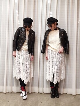 「CONVERSE（コンバース）のconverse（コンバース） ALL STAR OX（オールスターOX）（スニーカー）」を使った、ga625さん（レディース・161cm）の冬コーディネート