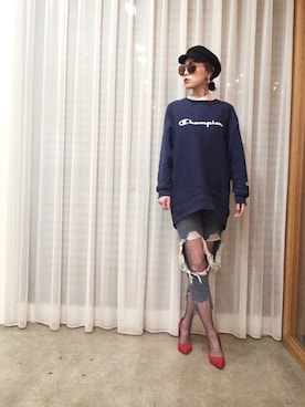 「網タイツ」｜「アイテム（キャスケット）」を使った、ga625さん（レディース・161cm）の春コーディネート