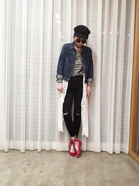 「Mila Owen」｜「アイテム（デニムジャケット）」を使った、ga625さん（レディース・161cm）の春コーディネート
