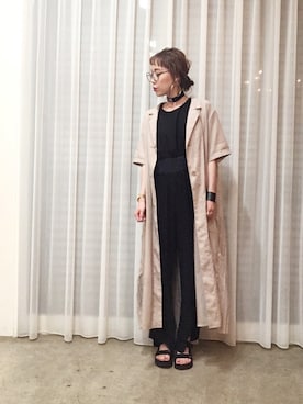 「AMERI」｜「アイテム（チェスターコート）」を使った、ga625さん（レディース・161cm）の春コーディネート