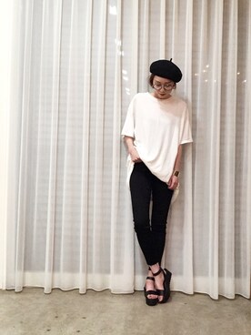 「UNIQLO（ユニクロ）のWOMEN ウルトラストレッチジーンズ（デニムパンツ）」を使った、ga625さん（レディース・161cm）の夏コーディネート