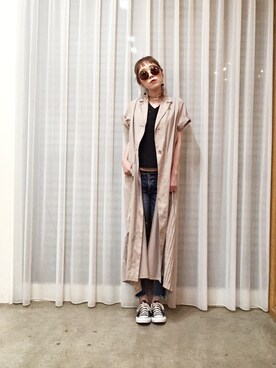 「AMERI」｜「アイテム（チェスターコート）」を使った、ga625さん（レディース・161cm）の夏コーディネート