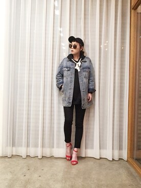 「UNIQLO（ユニクロ）のWOMEN ウルトラストレッチジーンズ（デニムパンツ）」を使った、ga625さん（レディース・161cm）の春コーディネート