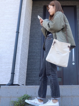 「UNIQLO（ユニクロ）のエクストラファインメリノリブタートルネックセーター（長袖）（ニット/セーター）」を使った、ひまり︎︎さん（レディース・157cm）の秋コーディネート