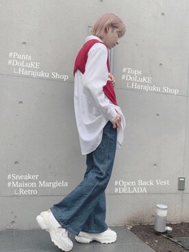 「DELADA（デラダ）のアイテム」を使った、たくちぇるさん（メンズ・165cm）の春コーディネート