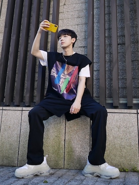 「BALENCIAGA」｜「アイテム（その他トップス）」を使った、Haochanghxxさん（メンズ・167cm）の夏コーディネート