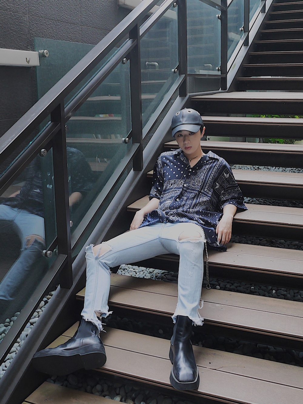 「ootd、夏、street、streetstyle、streetfashion、fashion、humant、stereovinyls、ROCKET x LUNCH、Taiwan」｜「ROCKET x LUNCHのアイテム（帽子、ブラック系）」を使った、Haochanghxxさん（メンズ・167cm）の夏コーディネートの1枚目の写真