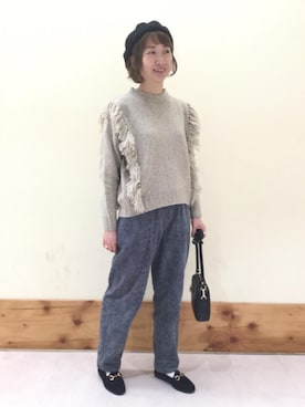 「ALBEROLA（アルベローラ）のアイテム」を使った、みやたけさん（レディース・167cm）の秋コーディネート