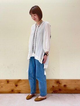 「USAコットン」｜「アイテム（サンダル）」を使った、みやたけさん（レディース・167cm）の春コーディネート