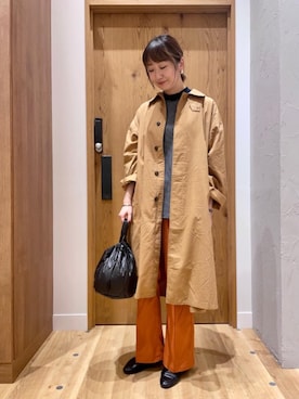 「みりたりー」｜「アイテム（ステンカラーコート）」を使った、みやたけさん（レディース・167cm）の秋コーディネート
