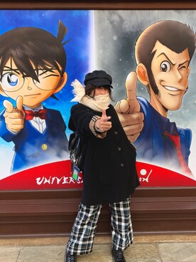 「バーバリー」｜「アイテム（キャスケット）」を使った、朱雀さん（レディース・158cm）の秋コーディネート