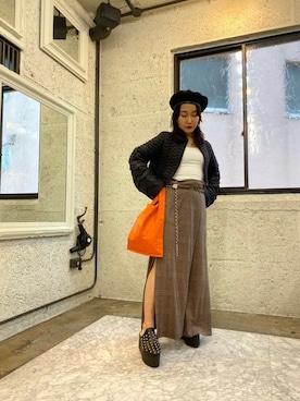 「アイテム（エコバッグ/サブバッグ）」を使った、MOCOSHさん（レディース・151cm）の秋コーディネート