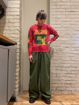 「HYSTERIC GLAMOUR（ヒステリックグラマー）のユーティリティパンツ（その他パンツ、グリーン系）」を使った、minonminyonさん（レディース）の秋コーディネート