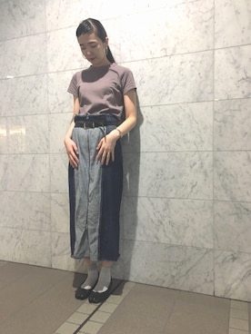 「MM6 Maison Margiela（ｴﾑｴﾑｼｯｸｽ ﾒｿﾞﾝ ﾏﾙｼﾞｪﾗ）のアイテム（デニムスカート、ブルー系）」を使った、MIYUKIさん（レディース・172cm）の夏コーディネート