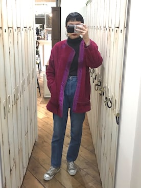 「BEAMS（ビームス）のアイテム（ジャケット/アウター、パープル系）」を使った、MIYUKIさん（レディース・172cm）の秋コーディネート