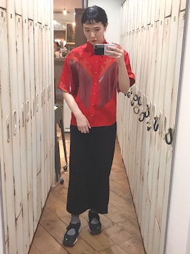 「Yohji Yamamoto（ヨウジヤマモト）のアイテム（スカート）」を使った、MIYUKIさん（レディース・172cm）の夏コーディネート