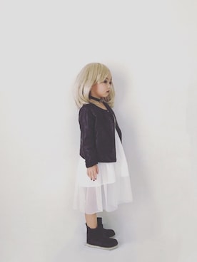 「wearhalloween2017」｜「アイテム（ライダースジャケット）」を使った、Ⓜ︎さん（キッズ・110cm）の秋コーディネート
