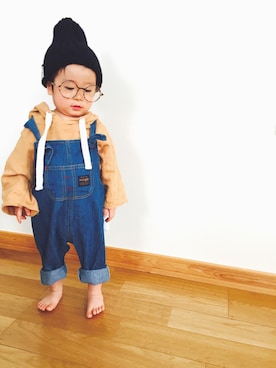 「ニットキャップ」｜「アイテム（オールインワン・サロペット）」を使った、&sotaさん（キッズ・80cm）の冬コーディネート