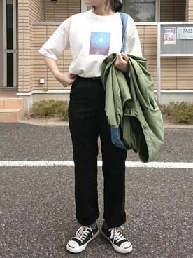 「CONVERSE（コンバース）のCONVERSE コンバース ジャック パーセル / JACK PURCEL（スニーカー）」を使った、ものさん（レディース・157cm）の春コーディネート