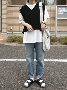 「ハイウエストストレートジーンズ」｜ものさん（レディース・157cm）の春コーディネート