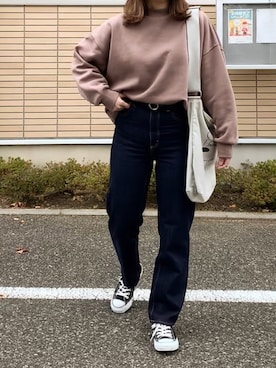 「ハイウエストストレートジーンズ」｜ものさん（レディース・157cm）の秋コーディネート