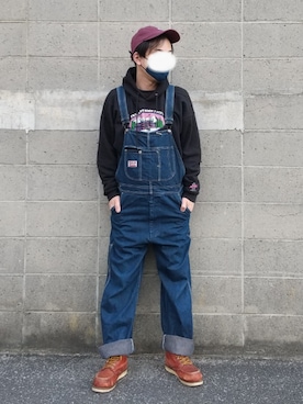 「Wrangler（ラングラー）のアイテム（オールインワン・サロペット）」を使った、inusagiさん（メンズ・172cm）の春コーディネート