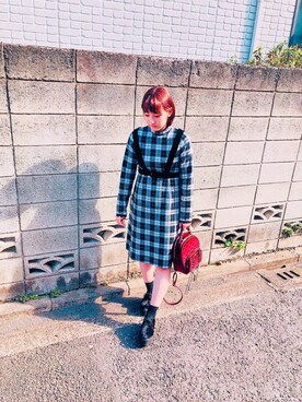 「EATME（イートミー）のダブルファスナーベロアキルティングBAG（バックパック/リュック）」を使った、加藤美優さん（レディース・158cm）の春コーディネート