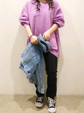 「Auntie Rosa Holiday（アンティローザホリデー）のアイテム（Tシャツ/カットソー）」を使った、minomushiさん（レディース・147cm）の冬コーディネート