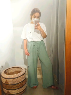 「Auntie Rosa Holiday（アンティローザホリデー）のアイテム（その他パンツ）」を使った、minomushiさん（レディース・147cm）の夏コーディネート