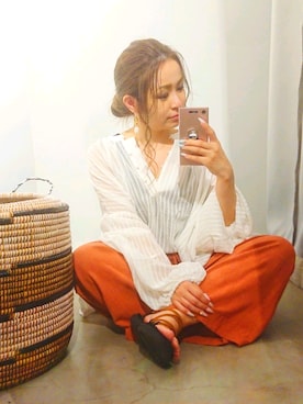 「Auntie Rosa Holiday（アンティローザホリデー）のアイテム（その他パンツ）」を使った、minomushiさん（レディース・147cm）の夏コーディネート