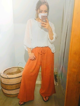 「Auntie Rosa Holiday（アンティローザホリデー）のアイテム（その他パンツ）」を使った、minomushiさん（レディース・147cm）の夏コーディネート