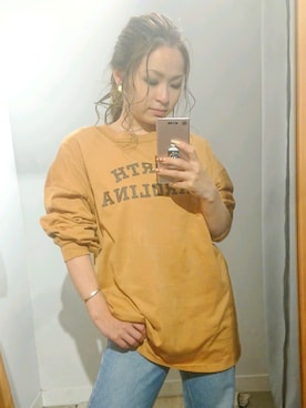 「Auntie Rosa Holiday（アンティローザホリデー）のアイテム（Tシャツ/カットソー）」を使った、minomushiさん（レディース・147cm）の秋コーディネート