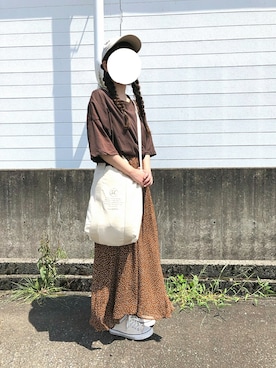 「Samansa Mos2 blue」｜「アイテム（キャップ）」を使った、momoさん（レディース・154cm）の夏コーディネート