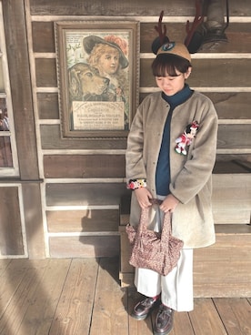 「ディズニーランド」｜「アイテム（その他アウター）」を使った、Reeeeeさん（レディース・166cm）の冬コーディネート
