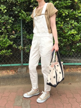 「ROPE' PICNIC（ロペピクニック）のアイテム（サロペット/オーバーオール）」を使った、のっちさん（レディース・161cm）の春コーディネート