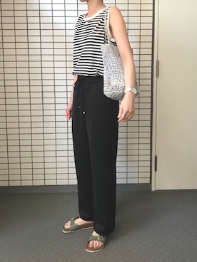 「Daniel Wellington（ダニエルウェリントン）の販売終了 クラシックペティット ボンダイ 32mm（アナログ腕時計）」を使った、のっちさん（レディース・161cm）の夏コーディネート