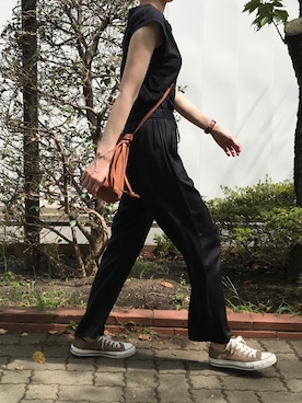 「HANES（ヘインズ）の【WEB限定】Hanes(ヘインズ) 2PスリーブレスTシャツ（Tシャツ/カットソー）」を使った、のっちさん（レディース・161cm）の秋コーディネート