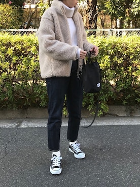 ウォッシャブルスタンドカラーボアブルゾン◇を使った人気