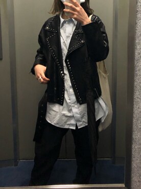 ライダースジャケットを使った オーバーサイズ のレディース人気ファッションコーディネート Wear