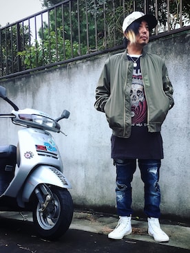 「BLACK SCALE（ブラックスケール）のアイテム（帽子）」を使った、kAzuKiさん（メンズ・169cm）の冬コーディネート