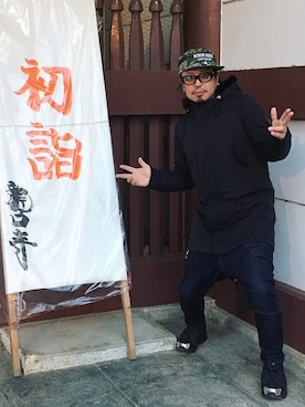 「BLACK SCALE（ブラックスケール）のアイテム（帽子）」を使った、kAzuKiさん（メンズ・169cm）の冬コーディネート