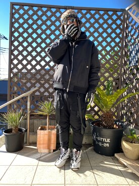 「unrelaxing（アンリラクシング）のアイテム（MA-1）」を使った、kAzuKiさん（メンズ・169cm）の冬コーディネート