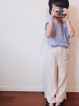 「CIAOPANIC TYPY（チャオパニックティピー）の【ママとおそろい】サーマルスリットパンツ（その他パンツ）」を使った、菊一さん（キッズ・110cm）の夏コーディネート