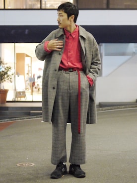 チェスターコートを使った 赤シャツ の人気ファッションコーディネート Wear