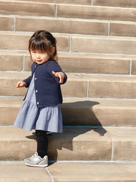 「PETIT BATEAU（プチバトー）のアイテム（ジャケット/アウター）」を使った、manjuさん（キッズ・80cm）の秋コーディネート