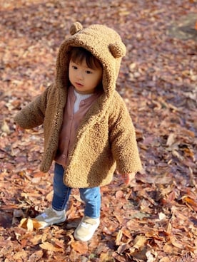 「PETIT BATEAU（プチバトー）のアイテム（ジャケット/アウター）」を使った、manjuさん（キッズ・80cm）の秋コーディネート