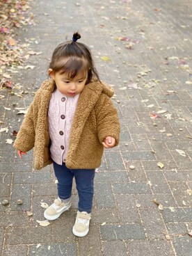 「PETIT BATEAU（プチバトー）のアイテム（ジャケット/アウター）」を使った、manjuさん（キッズ・80cm）の冬コーディネート