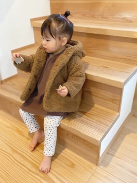 「PETIT BATEAU（プチバトー）のアイテム（ジャケット/アウター）」を使った、manjuさん（キッズ・80cm）の冬コーディネート