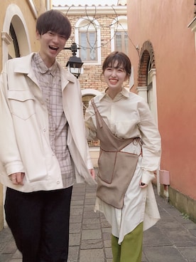 「Kastane」｜「アイテム（カバーオール）」を使った、るっこさん（レディース・154cm）の冬コーディネート