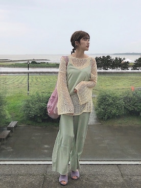 「ピスタチオ」｜「アイテム（キャミソール）」を使った、るっこさん（レディース・154cm）の夏コーディネート